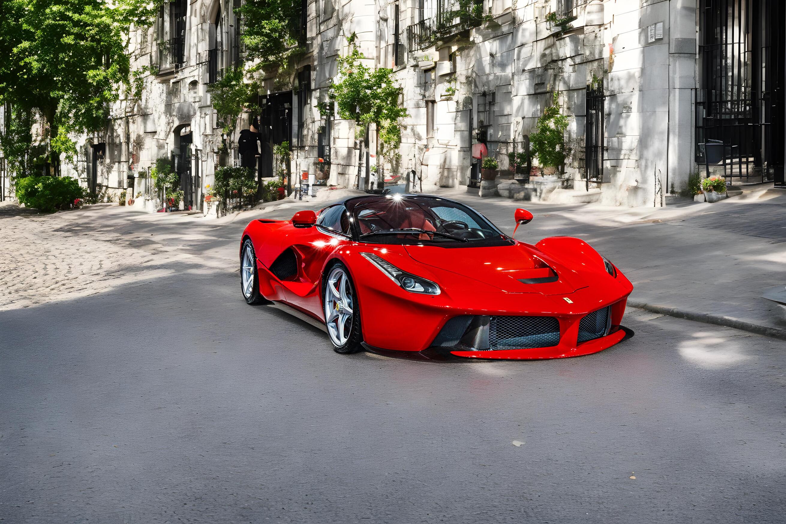 Ferrari on Paris streets AI Generated