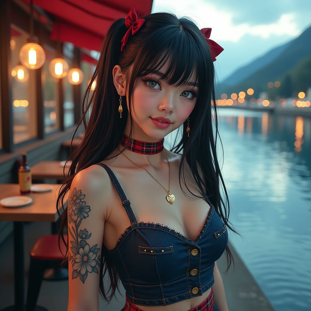 AI Generated asian girl with denim top